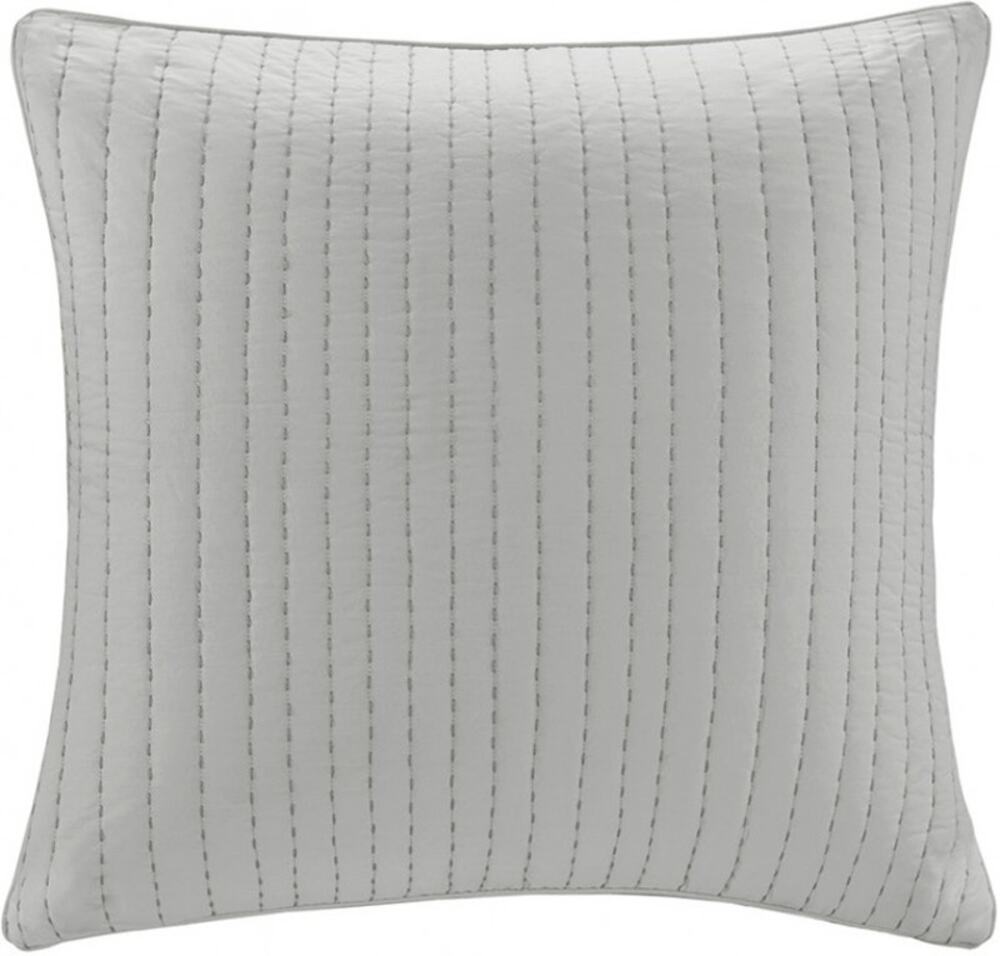 INK+IVY Camila Cotton Quilted Euro Pillow Sham in GREY ~ NEW